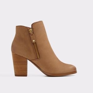 ALDO Leather Ankle Boots Brown Gold Zip Size 7.5